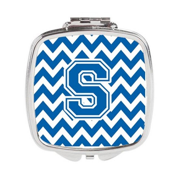 Carolines Treasures Letter S Chevron Blue and White Compact Mirror CJ1056-SSCM